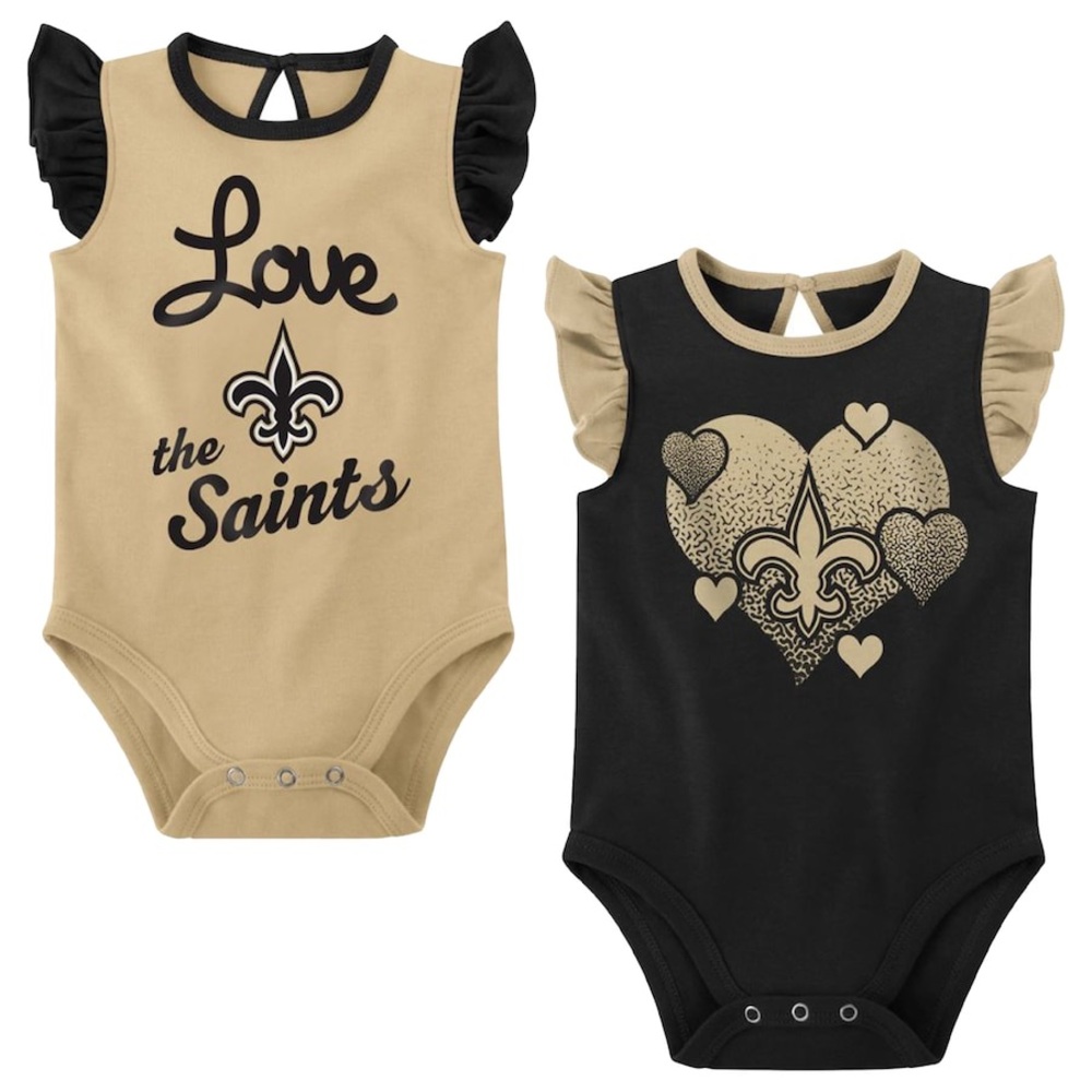 New Orleans Saints NFL size 12 Months Girls Black/Gold 2-Pack Bodysuit Set
